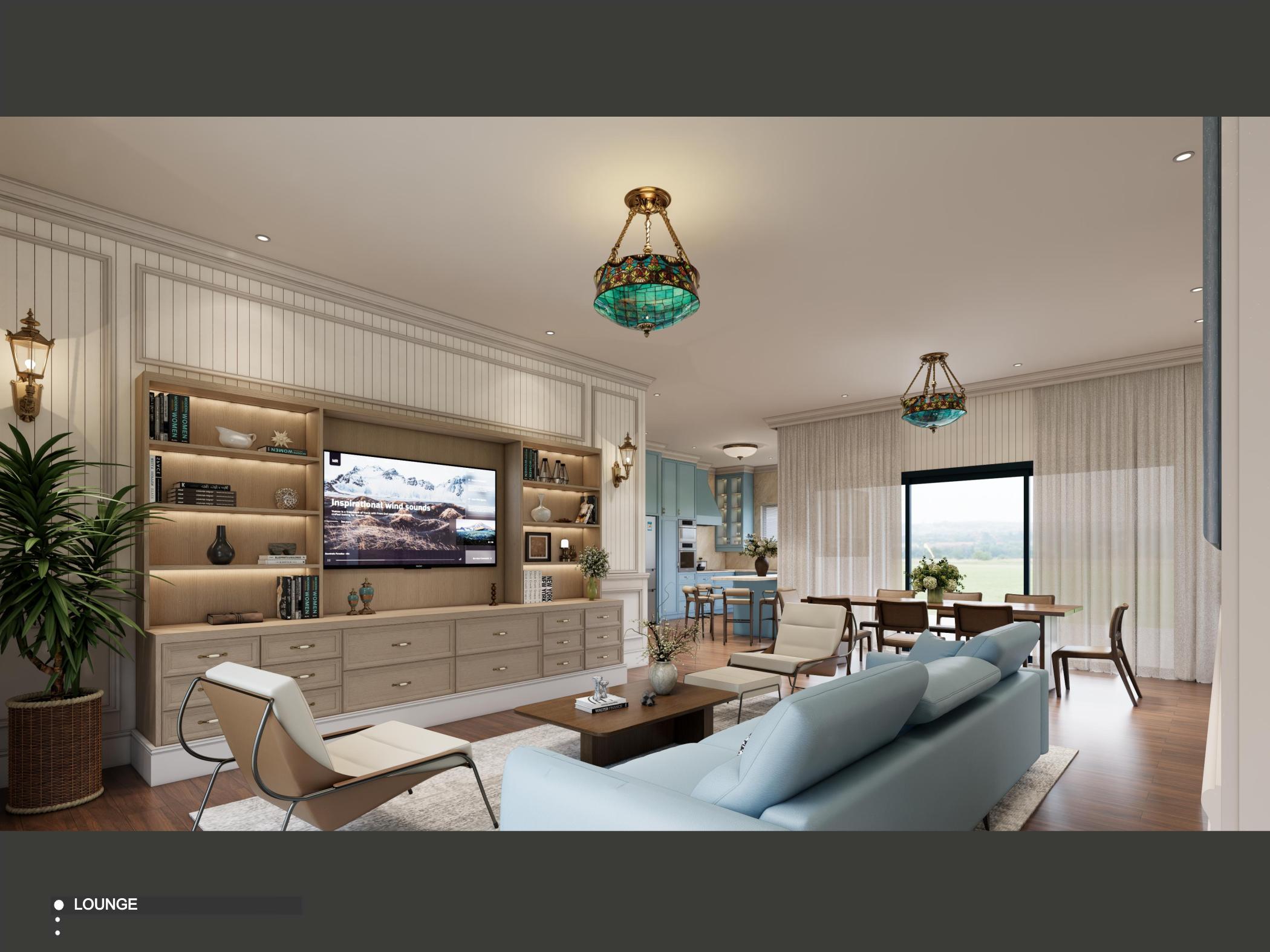 Detailed living room render for an Australian villa sourcing project
