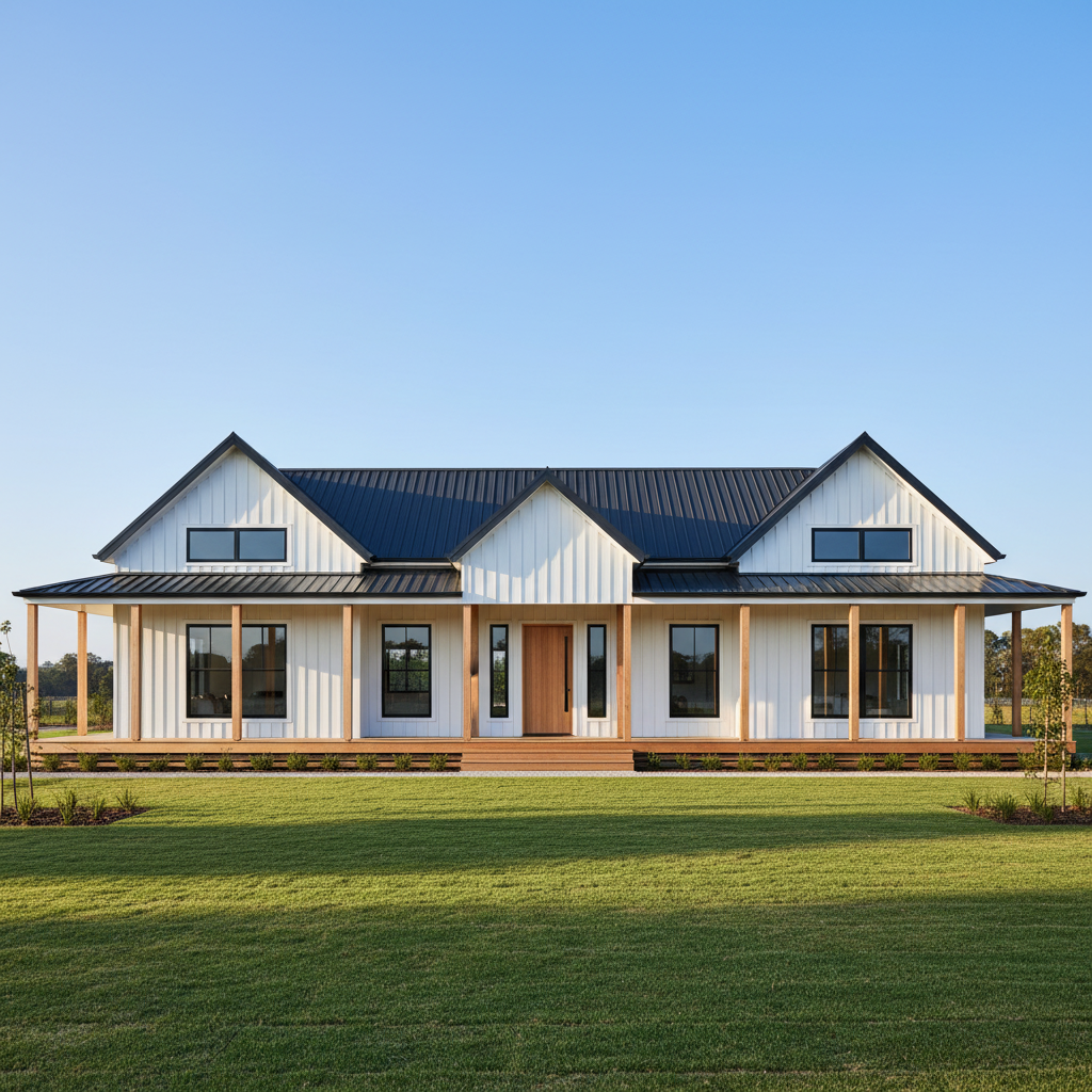 Barn Haus rural farmhouse design rendered on an Australian acreage property