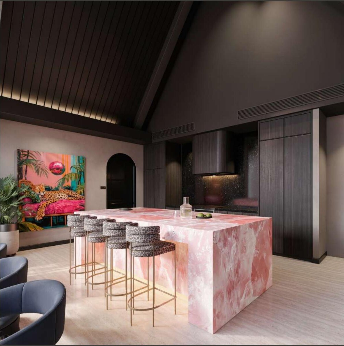 Pink stone kitchen render