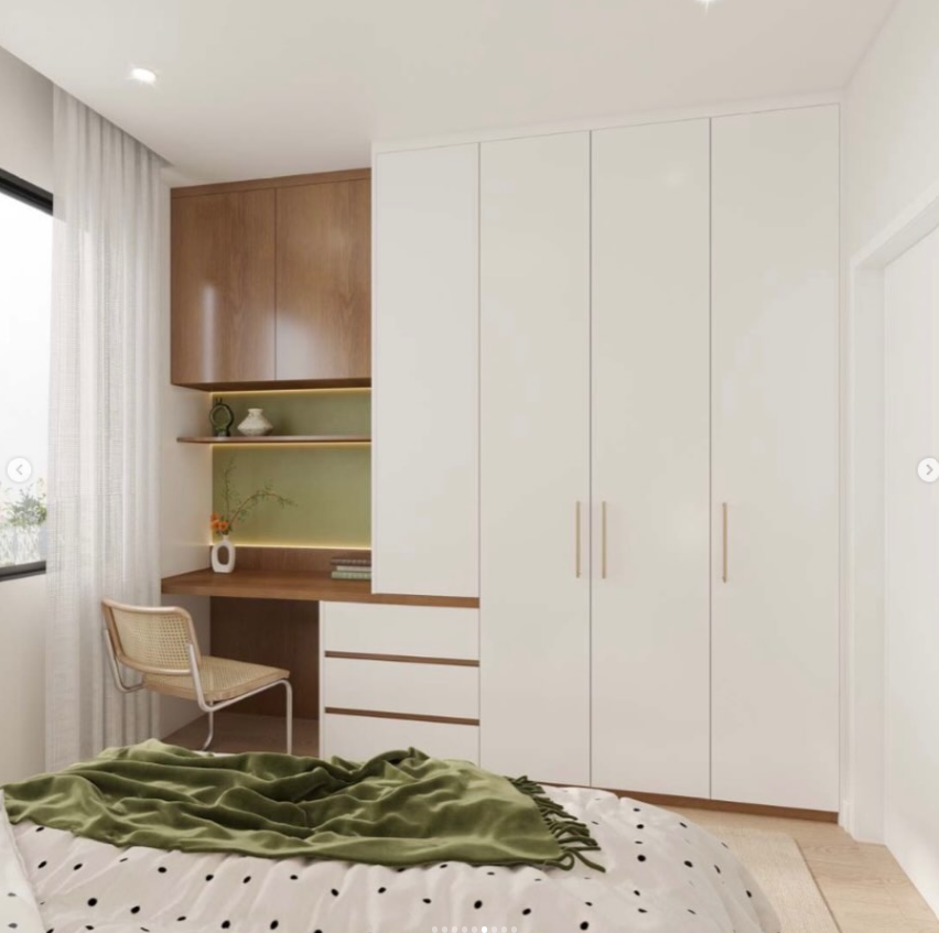 Custom wardrobe and desk render for a Sydney granny flat