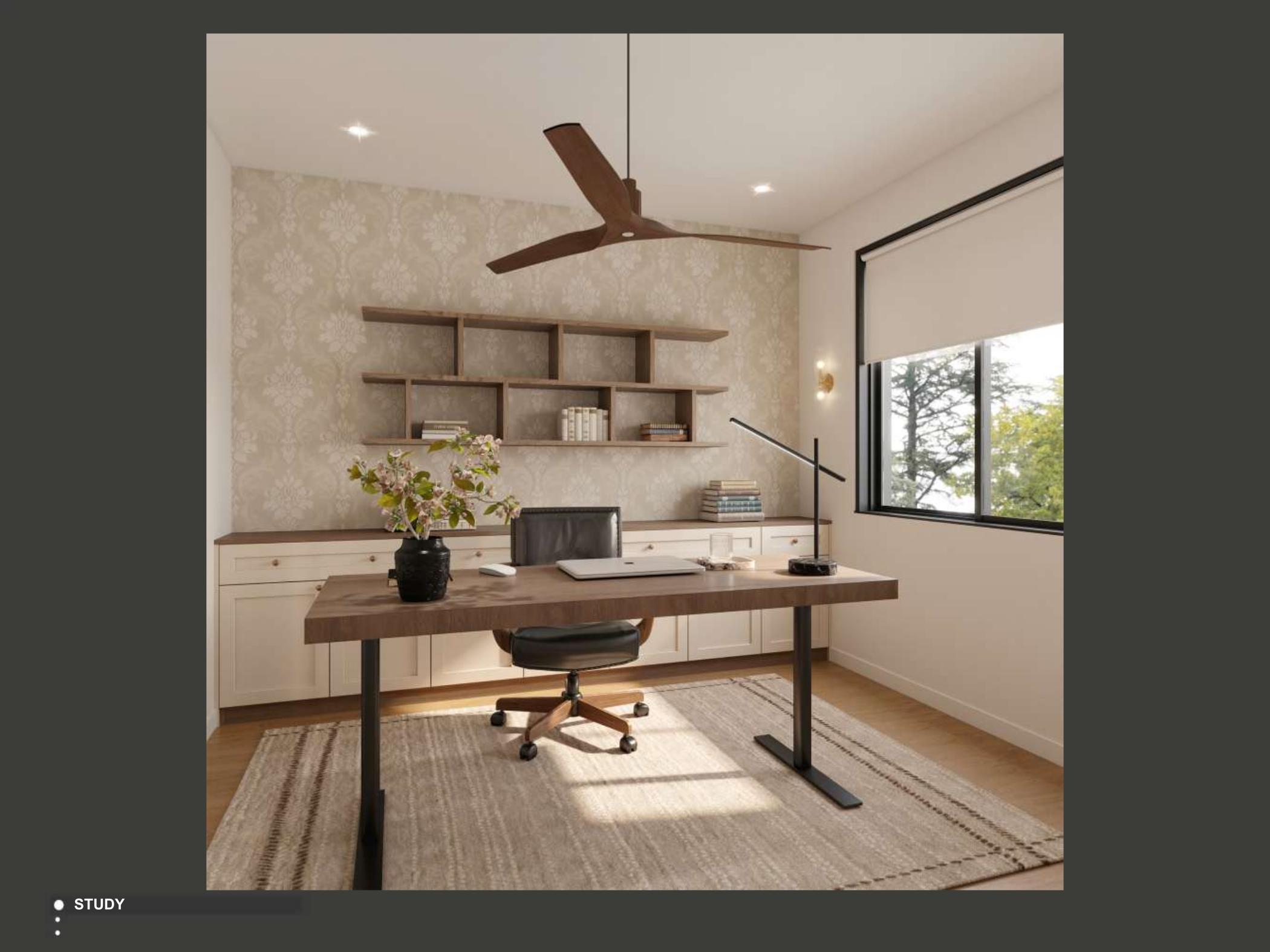 Home office render for the Sydney villa